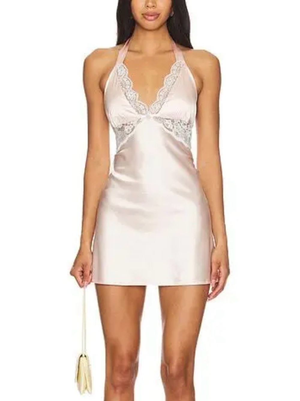 Majorelle Nova Mini Slip Dress Pink Satin Lace Halter Medium New